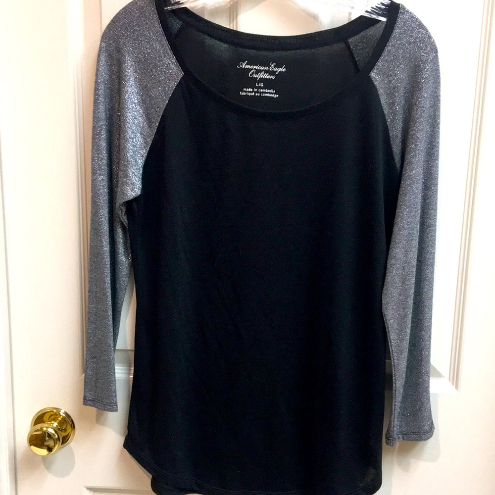 Semi-Sheer Silver/Black Mesh Top